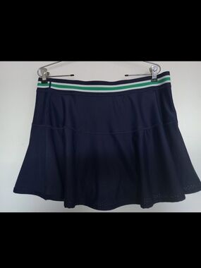 Navy Athletic Skirt with Green & White Waistband